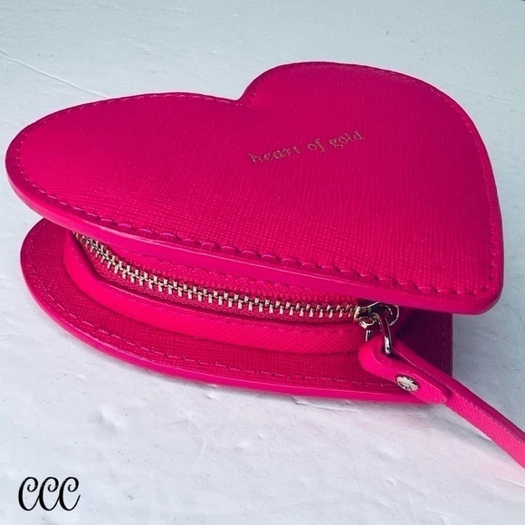 Kate Spade Heart of Gold Red Pink Coin Bag - Picture 16 of 16